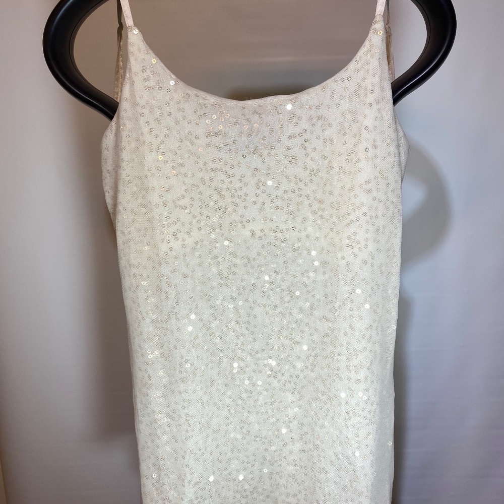 Dressy ivory sequin tank top